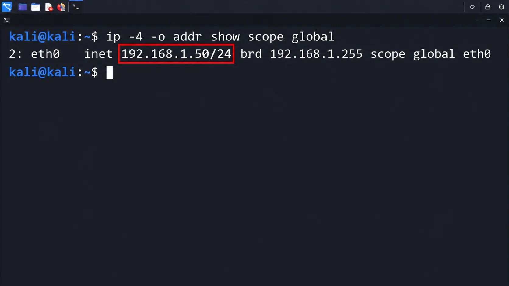 Kali 虚拟机查看自己的 IPv4 地址