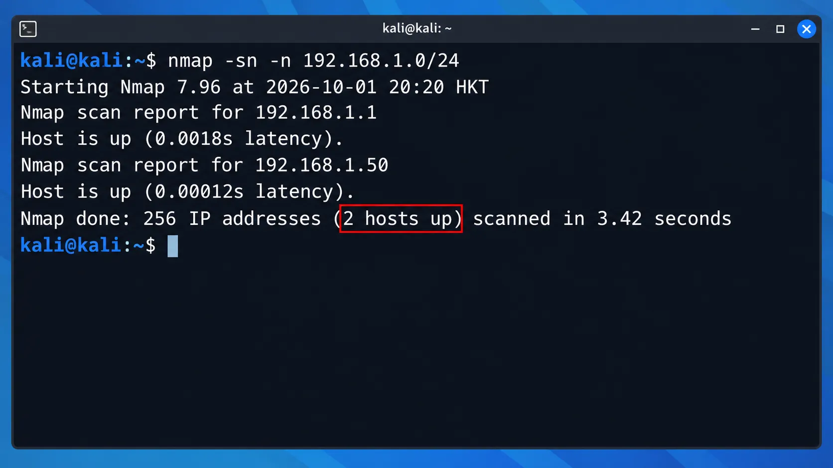 Nmap 发现自己管理局域网中的在线设备