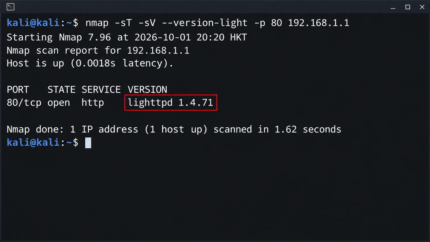 Nmap 识别自有设备上的服务与版本